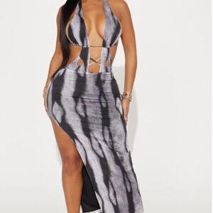 Chelsey Mesh Maxi Dress - Grey/combo